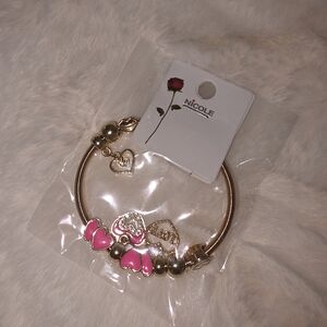 Nicole Gold and Pink Heart Bracelet